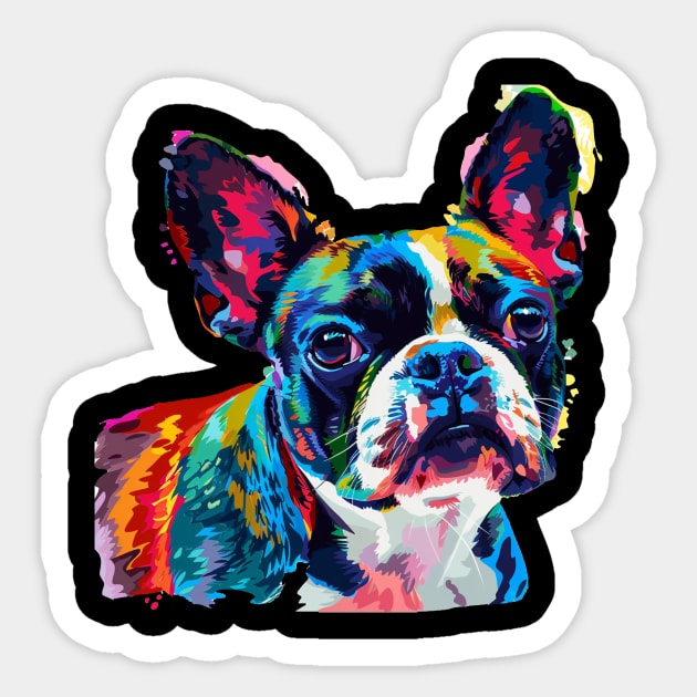 Boston Terrier Colorfull Pop Art Design For Dog Onwer Sticker by karishmamakeia